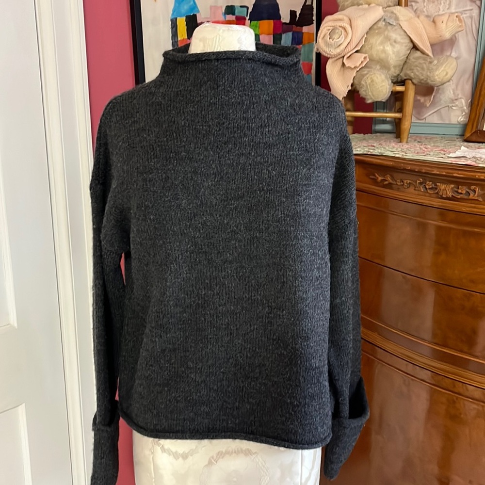 Funnel Neck Sweater w/wide cuffed sleeves